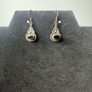 Boma Sterling Silver Black Onyx Scroll Dangle Earrings